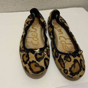 Sam Edelman Felicia Ballet Flat Ballerina Nude Leopard Calf Hair Leather…